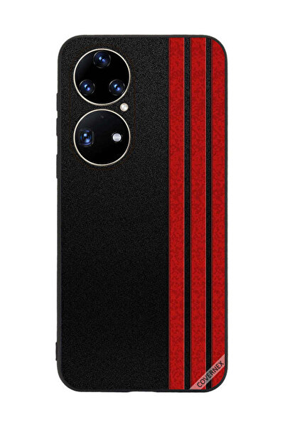 Covernex غطاء حماية لهاتف هواوي بي 50 برو بثلاثة خطوط عمودية حمراء