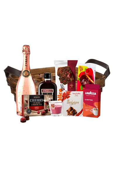 OEM Gift basket with a selection of 9 fine items and luxury chocolate, Angelli Sherry, ZAREA ROYAL GOLD