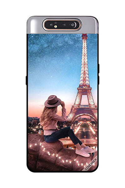 Covernex غطاء حماية لهاتف سامسونج جالاكسي A80 - فتاة قبعة بنية وبرج إيفيل