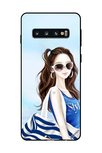 Covernex غطاء حماية لهاتف سامسونج جالاكسي S10 - نمط قميص أزرق