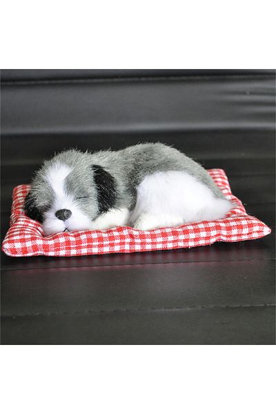 Choice Gray ABS Plush Dogs Car Ornament Decoration Simulation Sleeping Dog Toy Automotive Dashboard Decor O