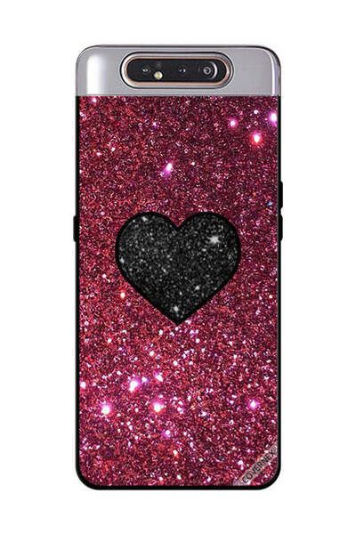 Covernex Protective Case Cover For Samsung Galaxy A80 Black Heart In Red Glit...