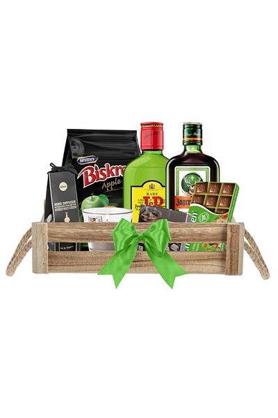 OEM Universal Gift Basket for any Occasion with SCHOGETTEN Chocolate, J&B Rare 0.2l, Jagermeister