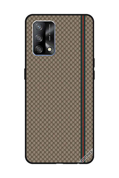 Covernex غطاء حماية لهاتف OPPO A74/F19 4G بخطوط حمراء وخضراء على نمط بني