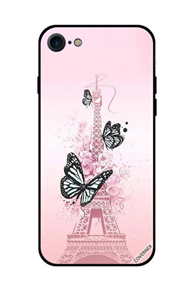 Covernex غطاء حماية لهاتف iPhone SE 2020 - فراشات سوداء على برج إيفيل