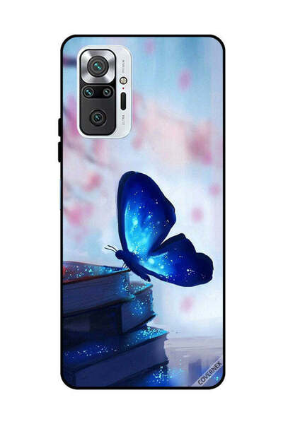 Covernex غطاء حماية لهاتف شاومي ريدمي نوت 10 برو 4G، أزرق داكن، فراشة على الكتب