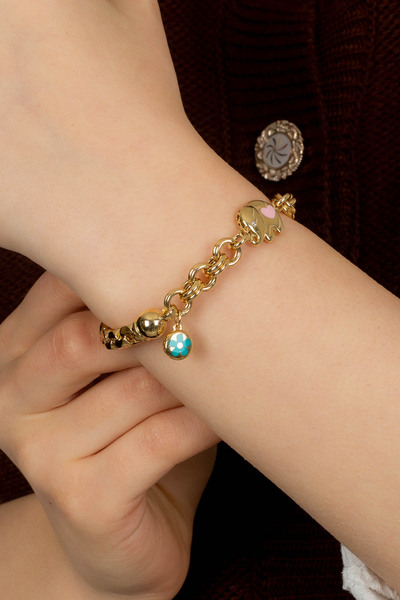 MÜCEVHER SARAYI 14 Ayar Altın Sallantili Fİllİ Bileklik