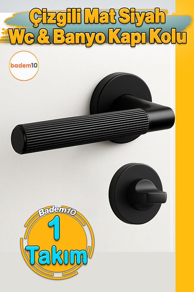 Badem10 Dungi Negru Mat WC Tip Baie Mâner Ușă Cu Rozetă Dreapta Stânga Potrivită Ușă Interioară Modernă Cu Încuietoare 1 Set