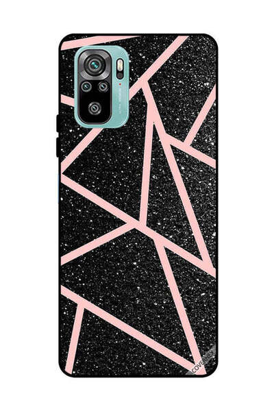 Covernex غطاء حماية لهاتف شاومي ريدمي نوت 10 4G أسود لامع بنقشة مسارات وردية ...