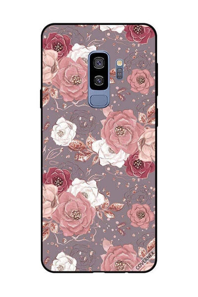 Covernex غطاء حماية لهاتف سامسونج جالاكسي S9 بلس، لون الشوكولاتة، بنقشة زهور