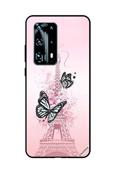 Covernex غطاء حماية لهاتف هواوي بي 40 برو بلس برسومات فراشات سوداء على برج إيفيل