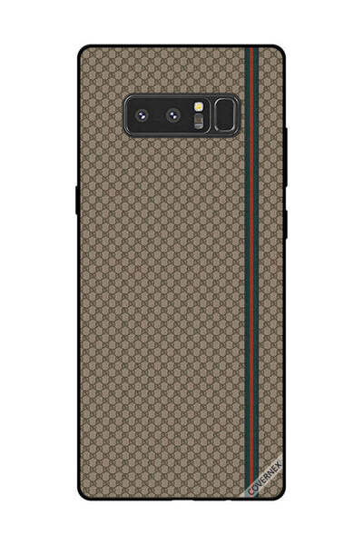 Covernex غطاء حماية لهاتف سامسونج جالاكسي نوت 8 بخطوط حمراء وخضراء على نمط بني