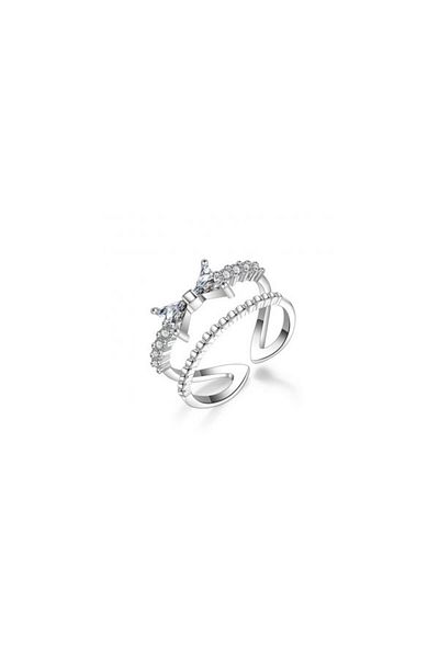 Kelan Inel Argint Placat Aur Alb White Fashion cu Cristale – Edita Elegance
