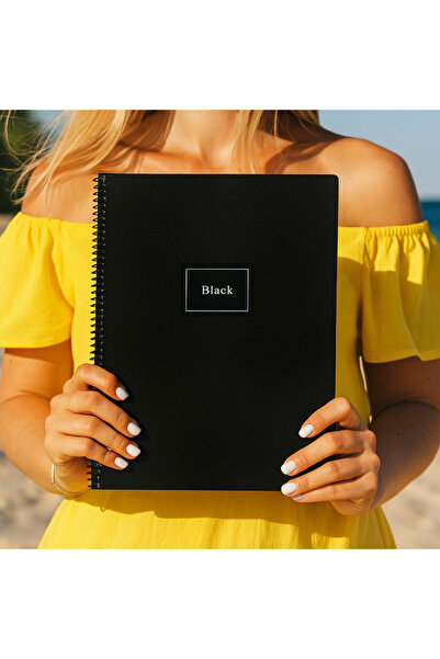 Black Plastik Kapaklı Spiralli Defter A4 80gr 80 Yaprak
