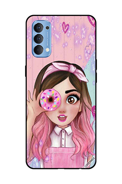Covernex Protective Case Cover For OPPO Reno 4 4G Cute Little Girl Holding Donut