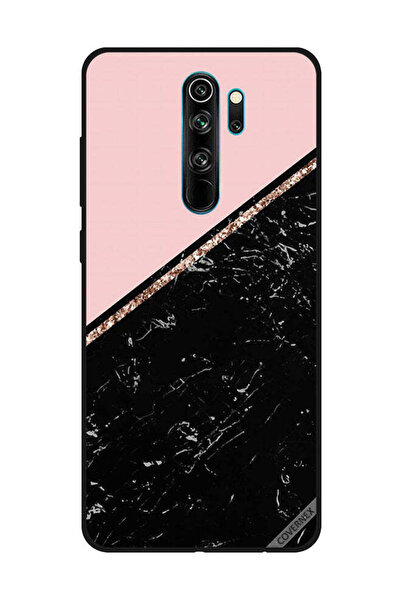 Covernex غطاء حماية لهاتف شاومي ريدمي نوت 8 برو - أسود رخامي وشريط ذهبي