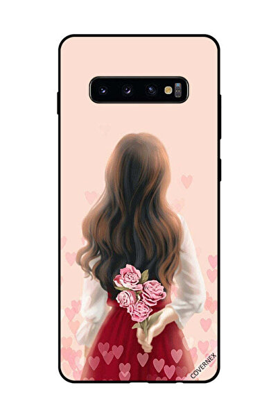 Covernex غطاء حماية لهاتف سامسونج جالاكسي S10 بلس - فتاة تخفي الزهور
