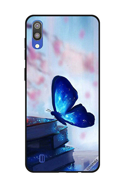 Covernex غطاء حماية لهاتف سامسونج جالاكسي M10 - فراشة زرقاء داكنة على الكتب