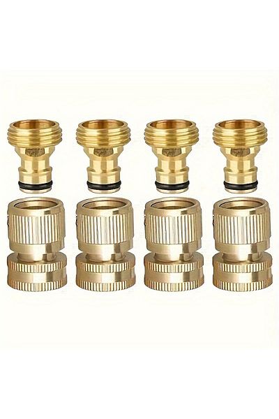 Choice 4set "1-Set Quick-Connect Garden Hose Set - Leak-Free, Solid Brass 3/4"" GHT Fittings - Easy, No-Too