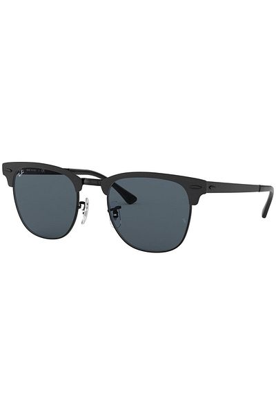 Ray-Ban Ray-Ban RB3716 186/R5 – Unisex Clubmaster Metal Sunglasses, Matte Black / Blue Classic, 51mm