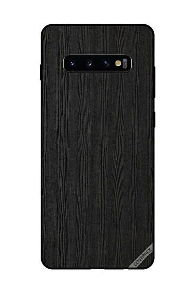 Covernex غطاء حماية لهاتف سامسونج جالاكسي S10 بلس بنمط خشبي أسود