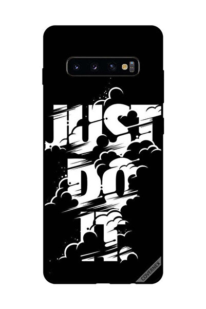Covernex غطاء حماية لهاتف سامسونج جالكسي S10 بلس - Just Do It - أبيض وأسود