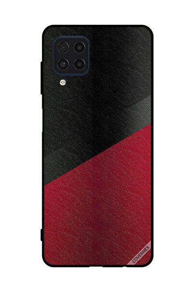 Covernex غطاء حماية لهاتف سامسونج جالاكسي F22 4G بنقشة جلد أسود وأحمر