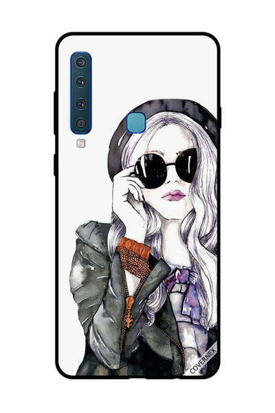 Covernex غطاء حماية لهاتف سامسونج جالاكسي A9 2018، أسود، زجاجي، بتصميم فتاة ل...