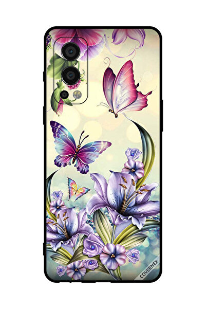 Covernex غطاء حماية لهاتف OnePlus Nord 2 5G بنقشة زهور أرجوانية وفراشات