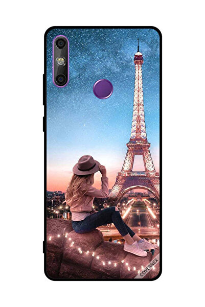 Covernex غطاء حماية لهاتف هواوي إنجوي 20E - فتاة قبعة بنية وبرج إيفيل