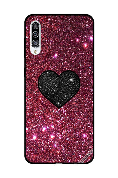 Covernex غطاء حماية لهاتف سامسونج جالاكسي A30s بتصميم قلب أسود مع بريق أحمر