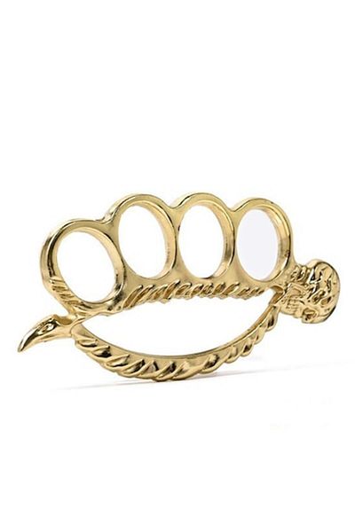 dalimag Steel Dagger with Gold Knuckle Defense and Skull Design
