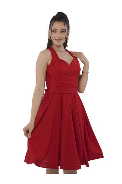 Nice Model Luxurious Short Crepe Dress Elegant Shine Two Colors Red Blue Side Accessory Women Fashion Party