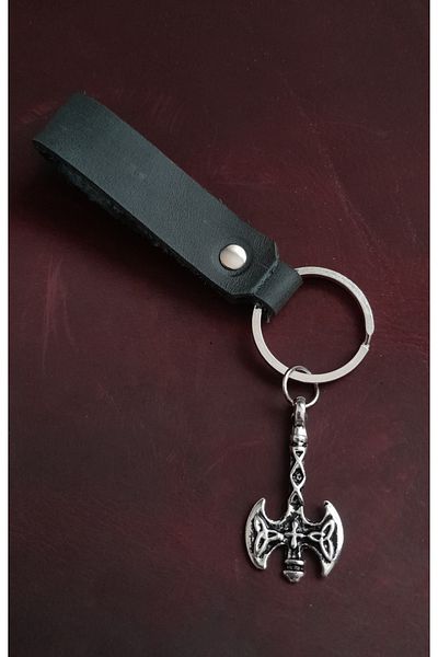 BSN Store Double Axe Symbol Keychain Hand Made Real Leather Keychain
