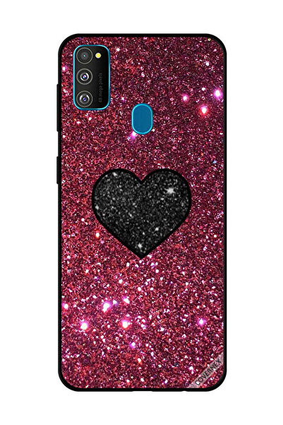 Covernex غطاء حماية لهاتف سامسونج جالاكسي M30s قلب أسود مع بريق أحمر