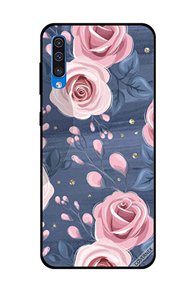 Covernex غطاء حماية لهاتف سامسونج جالاكسي A50 بنقشة ورود وردية وأوراق رمادية ...