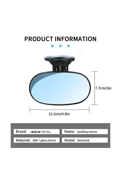 Choice Style 2 Suction type SEAMETAL Car Mirror Interior Baby Mirrors 360 Degrees Rotatable Dashboard Winds