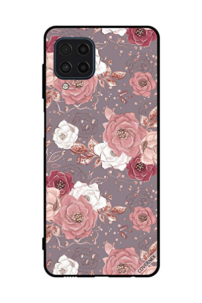 Covernex غطاء حماية لهاتف سامسونج جالاكسي M22 4G بلون الشوكولاتة ونقشة الزهور