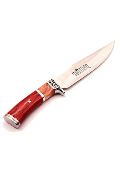 dalimag Cuțit de vânătoare și camping 2025 cu mâner din lemn și metal, husă textilă, oțel, 27 cm, Dalimag