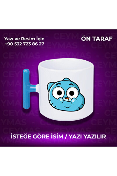 Ceymas Hediyelik Kişiye Özel Gumball ve Darvin Baskılı Renkli Kupa Bardak