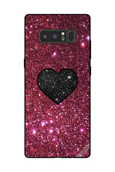 Covernex غطاء حماية لهاتف سامسونج جالاكسي نوت 8 بتصميم قلب أسود مع لمعان أحمر