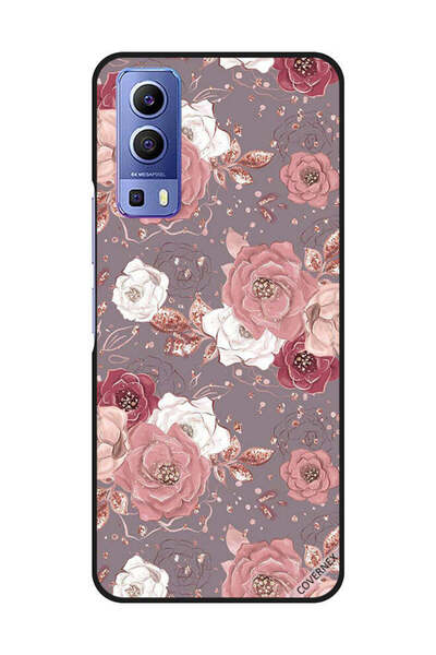 Covernex غطاء حماية لهاتف Vivo Y72 5G بلون الشوكولاتة ونقشة الزهور