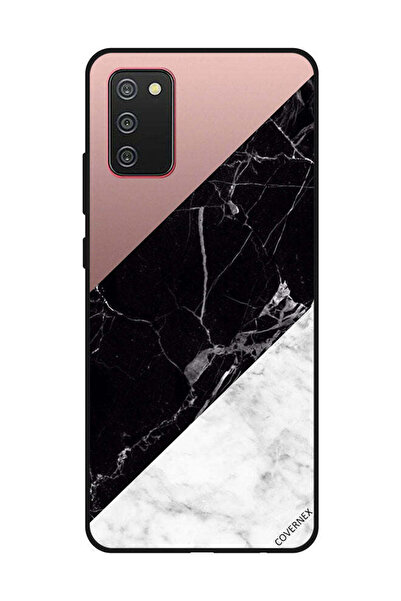 Covernex غطاء حماية لهاتف سامسونج جالاكسي A02s/F02s أبيض/أسود، الجزء العلوي من الرخام بنمط عادي