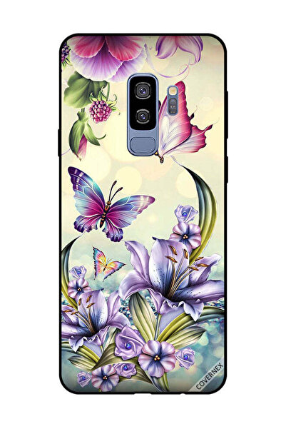 Covernex غطاء حماية لهاتف سامسونج جالاكسي S9 بلس بنقشة زهور أرجوانية وفراشات
