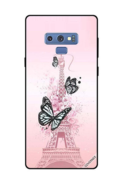 Covernex غطاء حماية لهاتف سامسونج جالكسي نوت 9 - فراشات سوداء على برج إيفيل