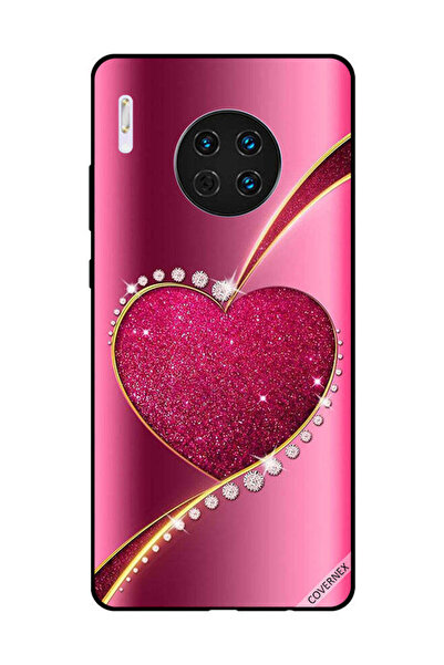 Covernex غطاء حماية لهاتف هواوي ميت 30 - قلب وردي لامع من الألماس