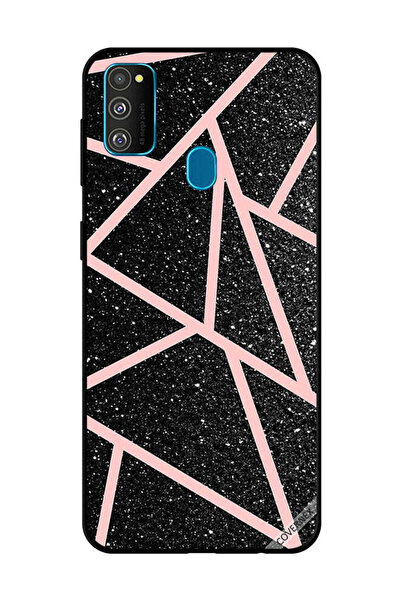 Covernex غطاء حماية لهاتف سامسونج جالاكسي M30s - أسود لامع، بنقشة مسارات وردي...