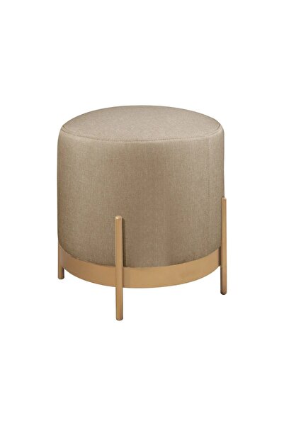 asaella mobilya Ella Mio Puf, Metal Halkalı Puf, Makyaj Oturağı ,Puf Bench Montajsız Oturak Gold Metal Ayaklı