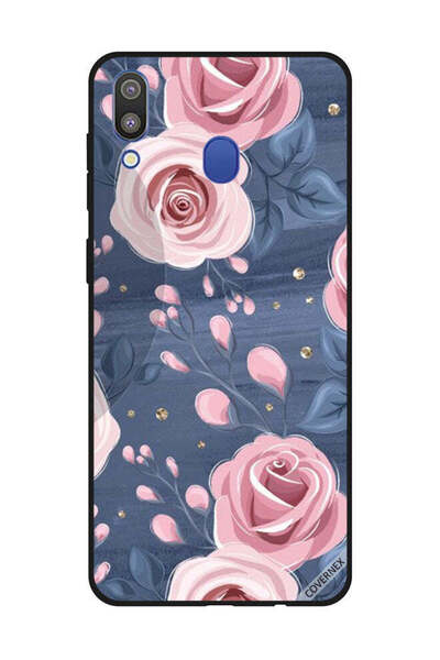 Covernex غطاء حماية لهاتف سامسونج جالاكسي M20 بنقشة ورود وردية وأوراق رمادية ...