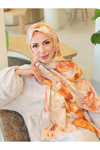 efdal şal eşarp Σάλι κρεπ με μοτίβο λουλουδιών
